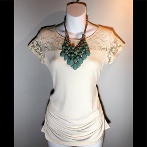 New York & Co Ivory Lace Top XS